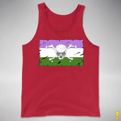 Genderqueer Pride Pirate Flag Premium Tank Top - Red
