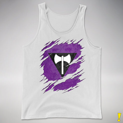 Lesbian Labrys Pride Flag Ripped Reveal Premium Tank Top - White