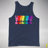 Distressed Gilbert Baker LGBTQ Pride Exclamation Points Premium Tank - Navy