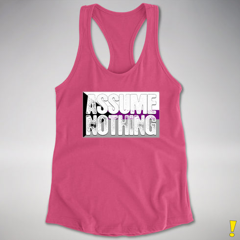 Assume Nothing Demisexual Pride Flag Racerback Tank - Hot Pink