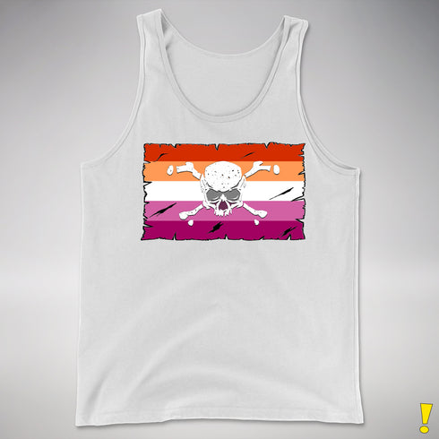 Lesbian Pride Pirate Flag Premium Tank Top - White
