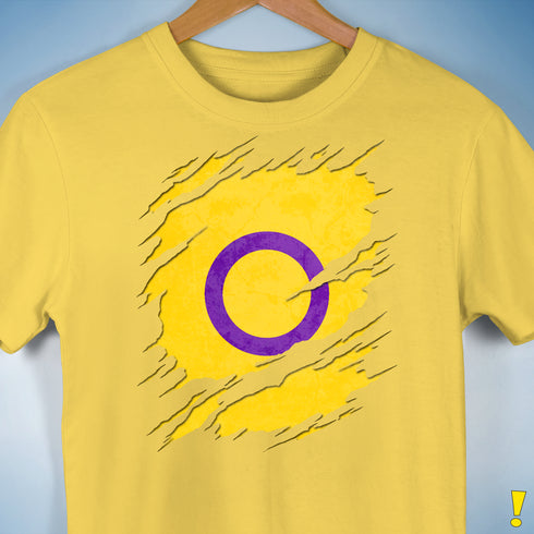 Intersex Pride Flag Ripped Reveal Premium Unisex T-Shirt - Yellow