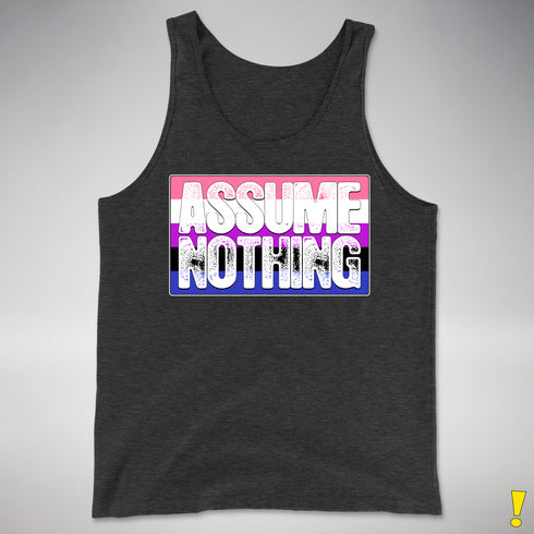 Assume Nothing Genderfluid Pride Flag Premium Tank Top - Charcoal Triblend