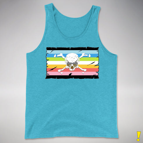 Queer Pride Pirate Flag Premium Tank Top - Aqua Triblend
