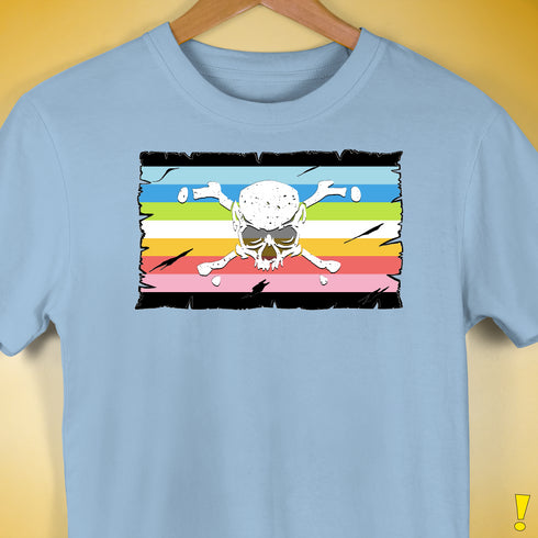 Queer Pride Pirate Flag Premium Unisex T-Shirt - Baby Blue
