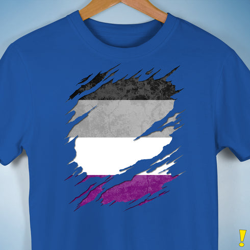 Asexual Pride Flag Ripped Reveal Premium Unisex T-Shirt - Royal Blue
