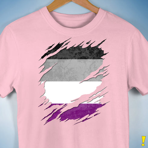 Asexual Pride Flag Ripped Reveal Premium Unisex T-Shirt - Pink