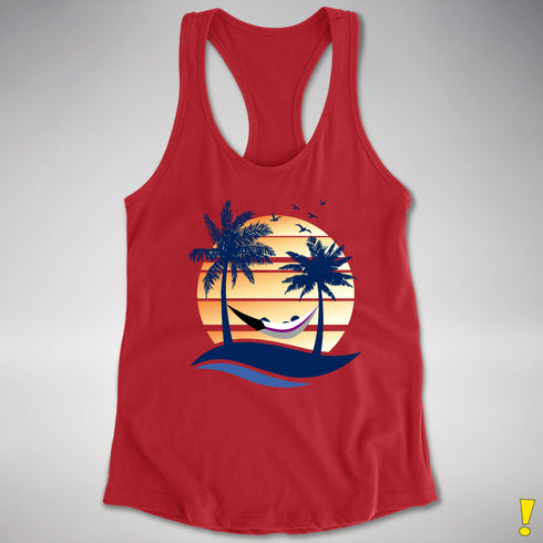 Demisexual Pride Hammock Summer Beach Sunset Racerback Tank - Red
