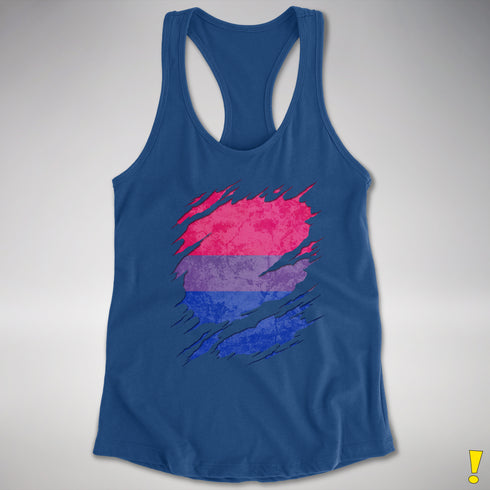 Bisexual Pride Flag Ripped Reveal Racerback Tank - Royal