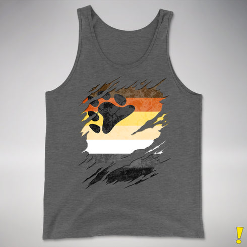Bear Pride Flag Ripped Reveal Premium Tank Top - Deep Heather