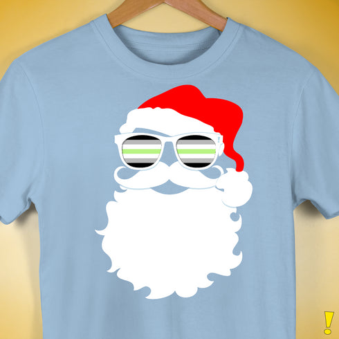 Santa’s Agender Pride Flag Shades Premium Unisex T-Shirt - Baby Blue