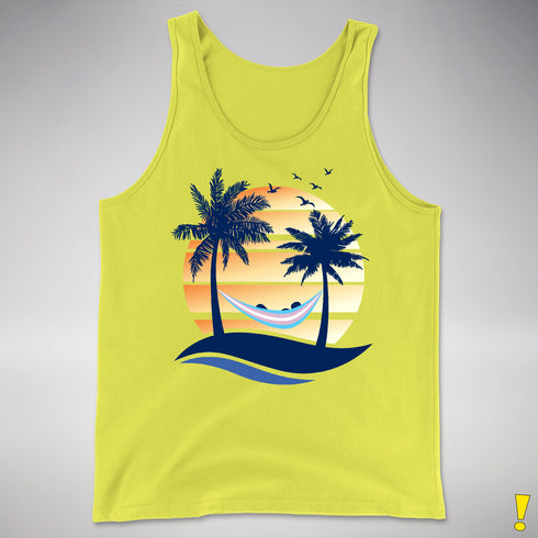 Transgender Pride Hammock Summer Beach Sunset Premium Tank Top - Neon Yellow