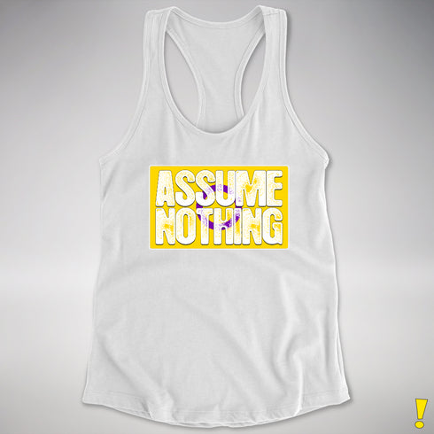 Assume Nothing Intersex Pride Flag Racerback Tank - White