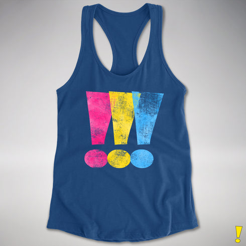 Pansexual Pride Exclamation Points Racerback Tank - Royal