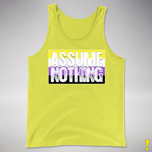 Assume Nothing Nonbinary Pride Flag Premium Tank Top - Neon Yellow
