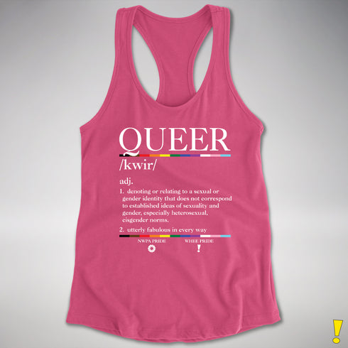 Queer Definition Women's Racerback Tank - Hot Pink