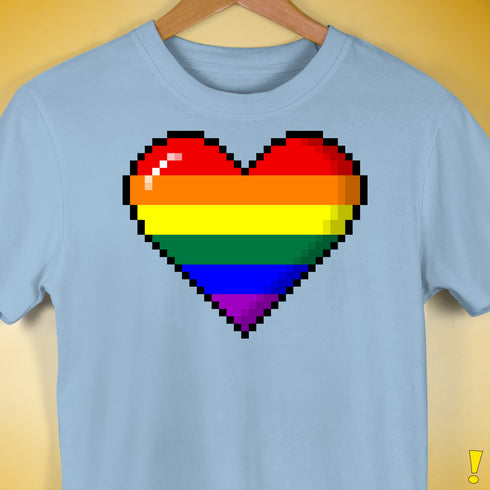 LGBTQ Pride8-Bit Pixel Heart Premium Unisex T-Shirt - Baby Blue