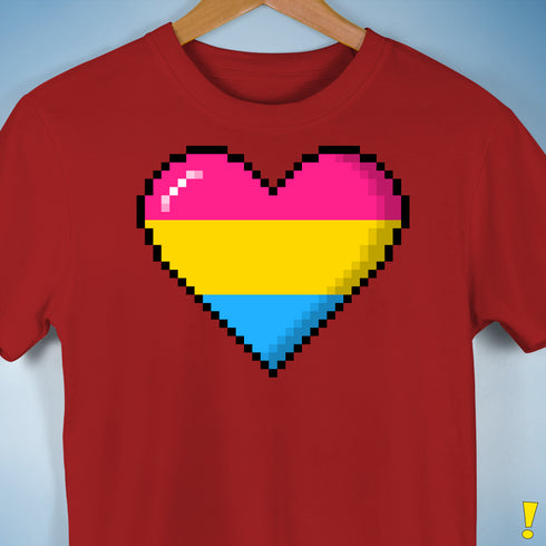Pansexual Pride 8-Bit Pixel Heart Premium Unisex T-Shirt - Red