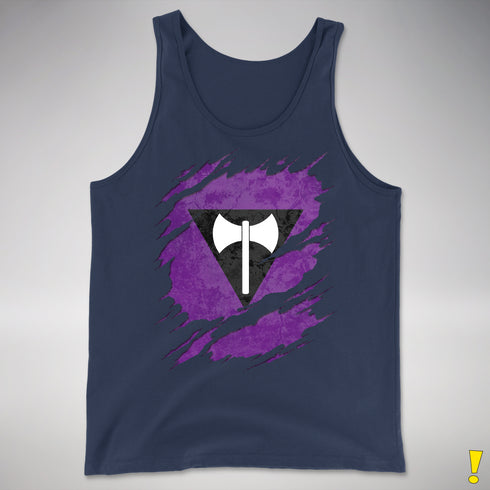 Lesbian Labrys Pride Flag Ripped Reveal Premium Tank Top - Navy