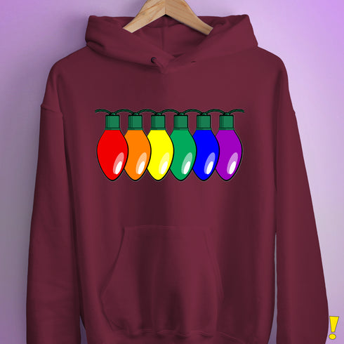 LGBTQ Pride Christmas Lights Hoodie - Maroon