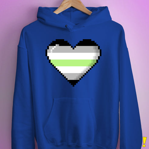 Agender Pride 8-Bit Pixel Heart Hoodie - Royal Blue