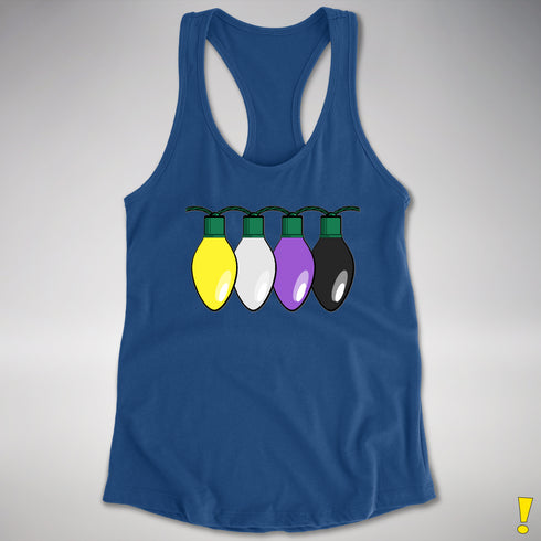 Nonbinary Pride Christmas Lights Racerback Tank - Royal
