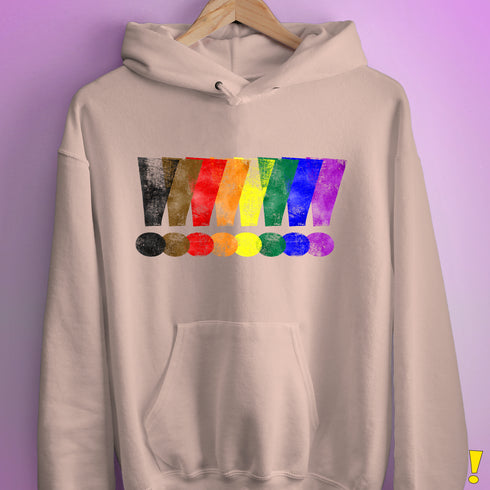 Distressed Philly LGBTQ Pride Whee! Exclamation Points Hoodie - Light Pink