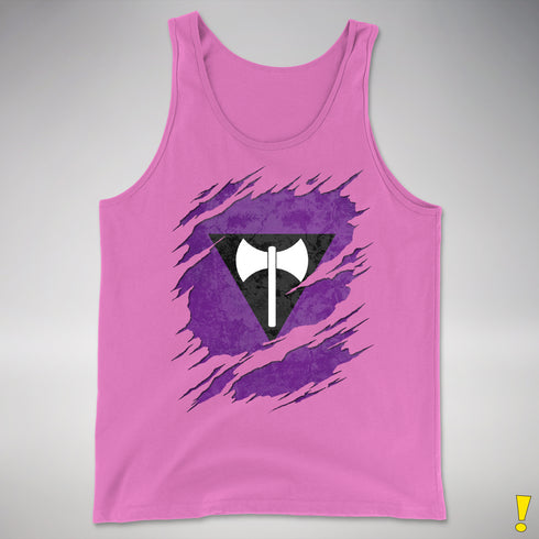 Lesbian Labrys Pride Flag Ripped Reveal Premium Tank Top - Neon Pink