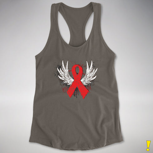 Winged Red Ribbon - World AIDS Day Racerback Tank - Dark Grey
