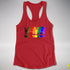 Distressed Philly LGBTQ Pride Whee! Exclamation Points Racerback Tank - Red