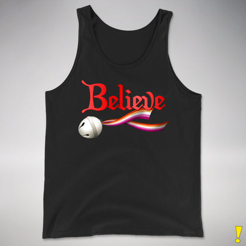 Believe Lesbian Pride Jingle Bell Premium Tank Top - Black
