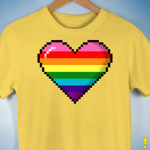 Gilbert Baker Original LGBTQ Gay Rainbow Pride 8-Bit Pixel Heart - Yellow