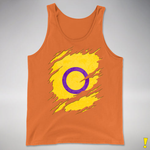 Intersex Pride Flag Ripped Reveal Premium Tank Top - Orange