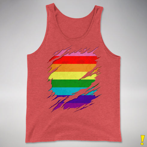 Original Gilbert Baker LGBTQ Gay Pride Flag Ripped Reveal Premium - Red Triblend