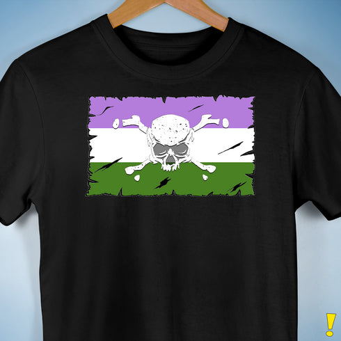 Genderqueer Pride Pirate Flag Premium Unisex T-Shirt - Black