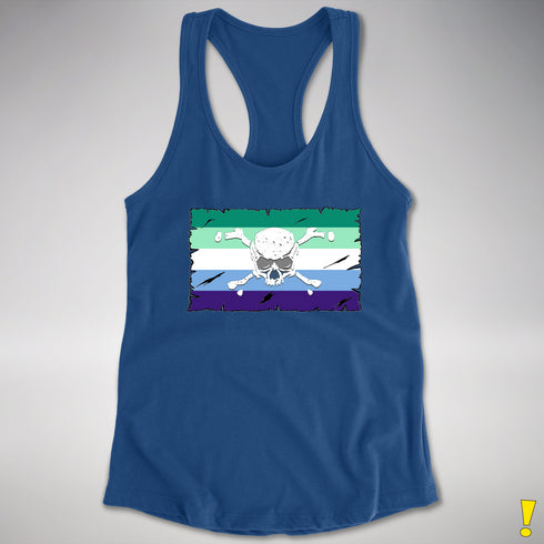 Gay Male Pride Pirate Flag Racerback Tank - Royal