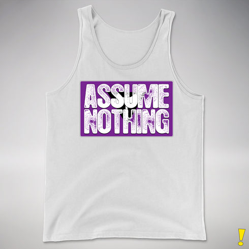 Assume Nothing Lesbian Labrys Pride Flag Premium Tank Top - White