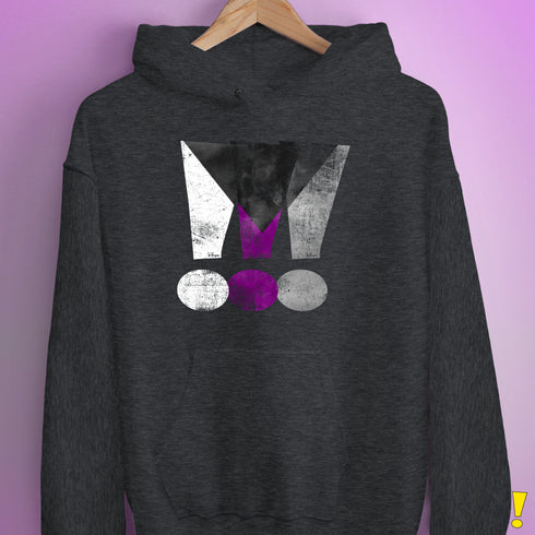 Demisexual Pride Grunge Exclamation Points Hoodie - Dark Grey Heather