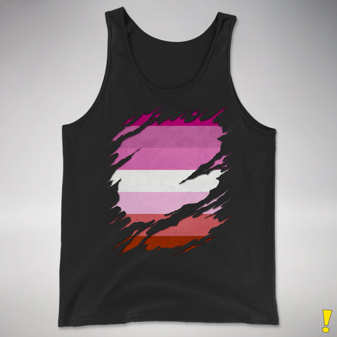 Pink Lesbian Ripped Reveal Premium Tank Top - Black