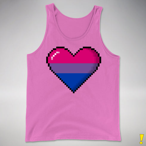 Bisexual Pride 8-Bit Pixel Heart Premium Tank Top - Neon Pink