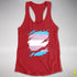 Transgender Pride Flag Ripped Reveal Racerback Tank - Red