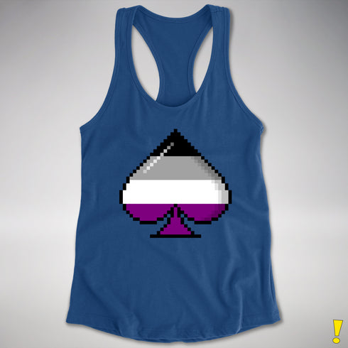 Asexual Pride 8-Bit Pixel Ace Of Spades Racerback Tank - Royal