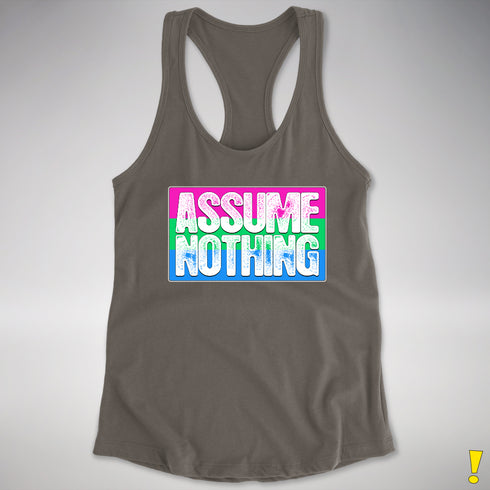 Assume Nothing Polysexual Pride Flag Racerback Tank - Dark Grey