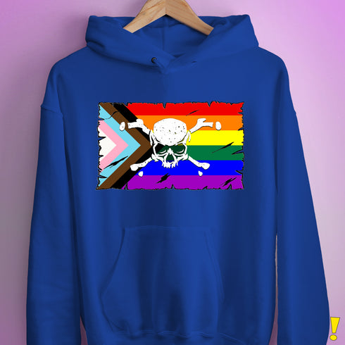 LGBTQ Progress Pride Pirate Flag Hoodie - Royal Blue