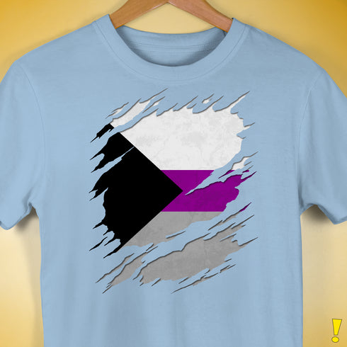 Demisexual Pride Flag Ripped Reveal Premium Unisex T-Shirt - Baby Blue