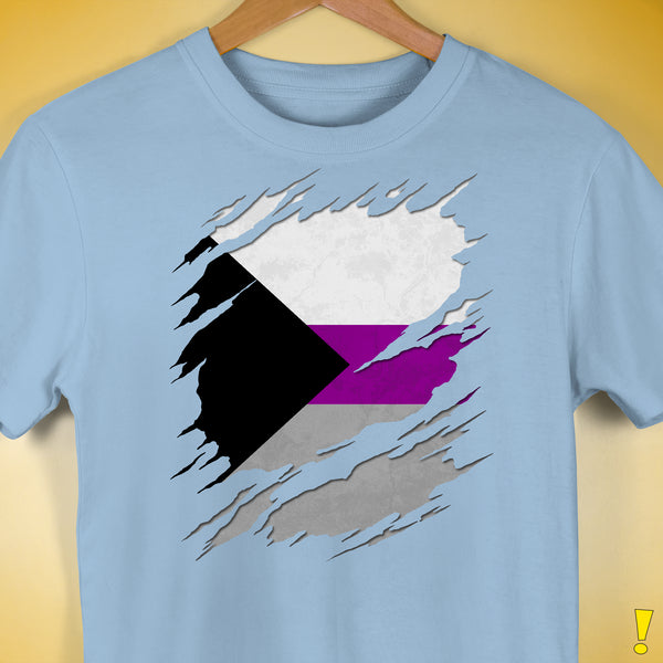 Demisexual Pride Flag Ripped Reveal Premium Unisex T-Shirt - Baby Blue