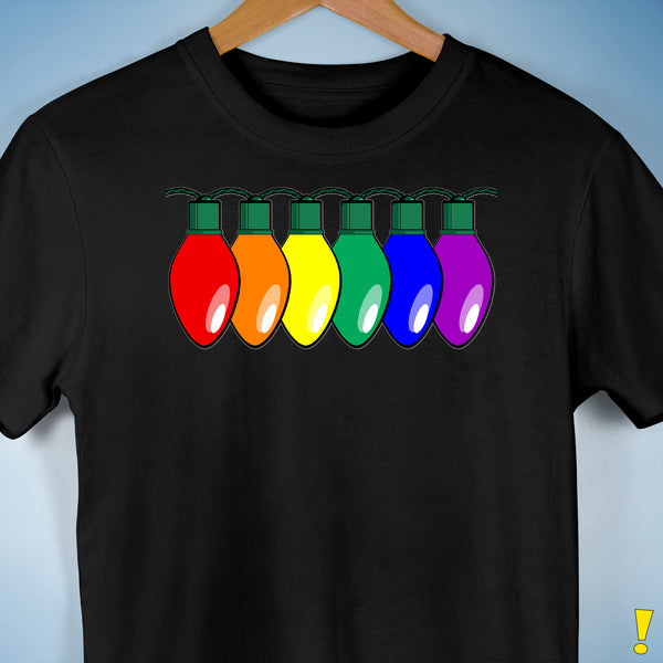 LGBTQ Pride Christmas Lights Premium Unisex T-Shirt - Black
