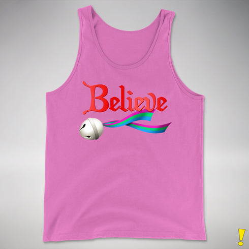 Believe Polysexual Pride Jingle Bell Premium Tank Top - Neon Pink