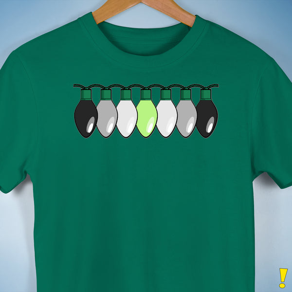 Agender Pride Christmas Lights Premium Unisex T-Shirt - Kelly Green