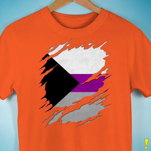 Demisexual Pride Flag Ripped Reveal Premium Unisex T-Shirt - Orange